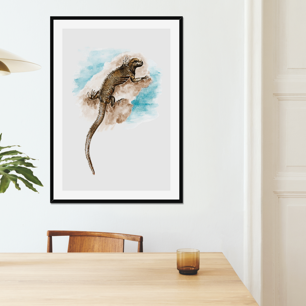 Aquarelle naturaliste - L'iguane marin