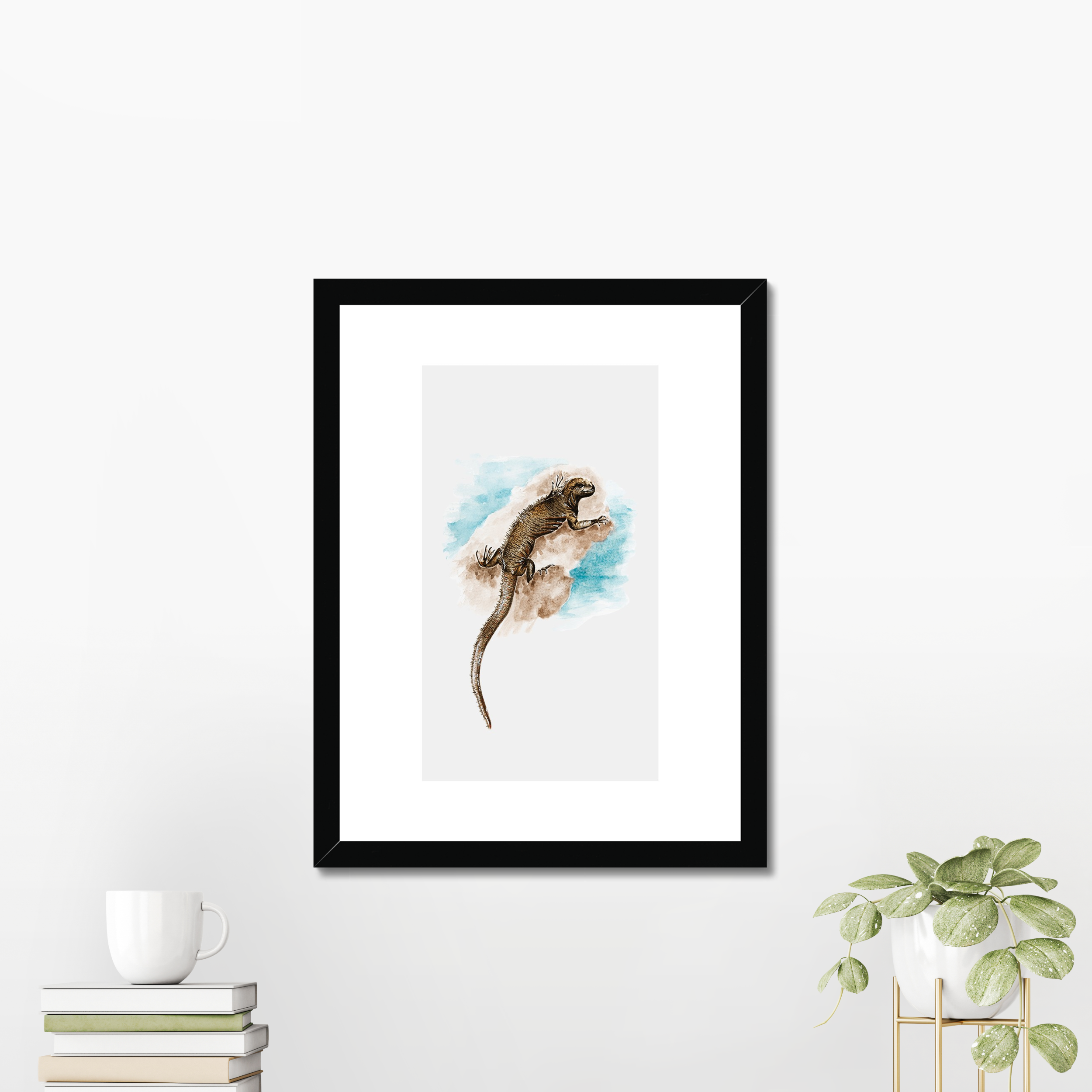 Aquarelle naturaliste - L'iguane marin