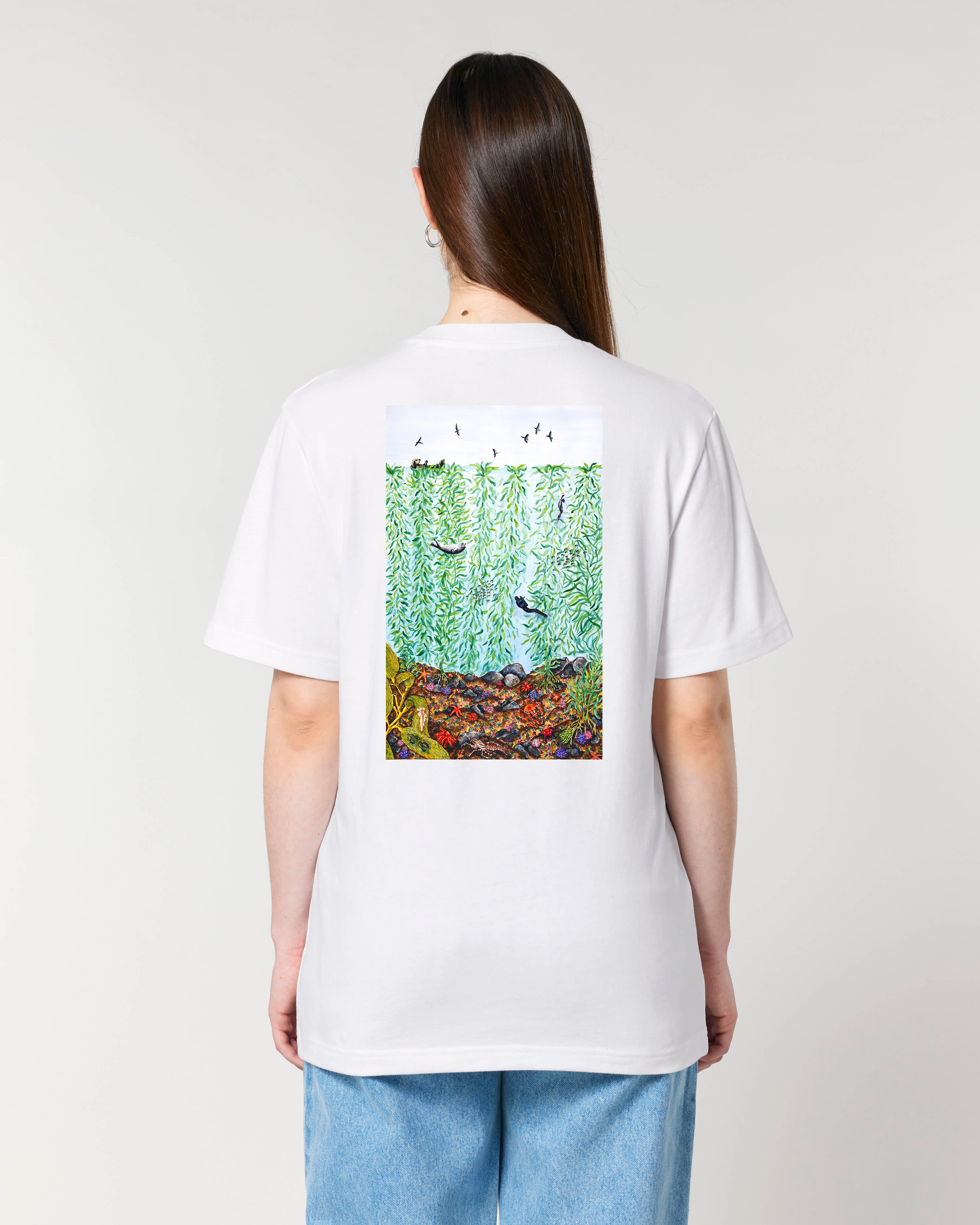 T-shirt aquarelle naturaliste - Forêt de kelp